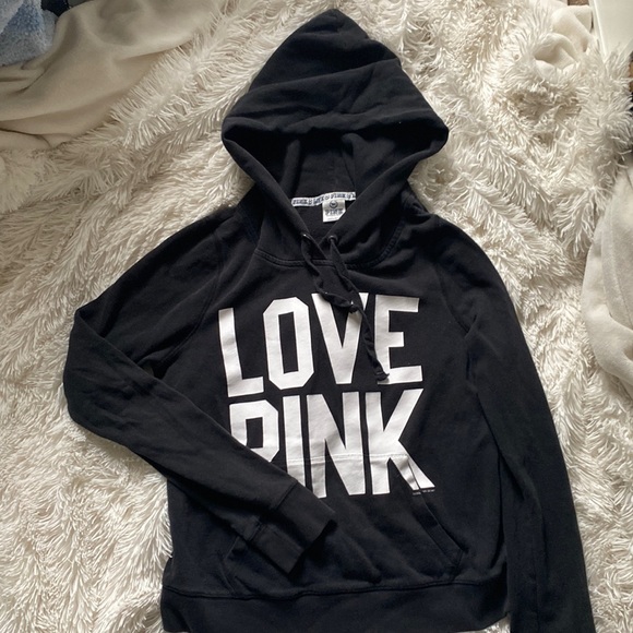 Black and White LOVE PINK Sweatshirt Sweater Cozy - Picture 1 of 6